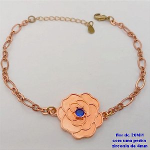 PULSEIRA NO BRUTO PRONTO PARA O BANHO(CRIS)COM FECHO LAGOSTA(CX.171)- UMA FLOR DE 18MM COM UMA PEDRA ZIRCONIA - TAMANHO 19CM+EXTENSOR( PESO 3.8GR - BRU25165