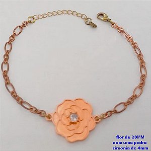 PULSEIRA NO BRUTO PRONTO PARA O BANHO(CRIS)COM FECHO LAGOSTA(CX.171)- UMA FLOR DE 18MM COM UMA PEDRA ZIRCONIA - TAMANHO 19CM+EXTENSOR( PESO 3.8GR - BRU25166
