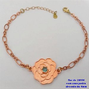 PULSEIRA NO BRUTO PRONTO PARA O BANHO(CRIS)COM FECHO LAGOSTA(CX.171)- UMA FLOR DE 18MM COM UMA PEDRA ZIRCONIA - TAMANHO 19CM+EXTENSOR( PESO 3.8GR - BRU25167