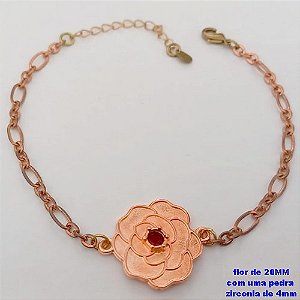 PULSEIRA NO BRUTO PRONTO PARA O BANHO(CRIS)COM FECHO LAGOSTA(CX.171)- UMA FLOR DE 18MM COM UMA PEDRA ZIRCONIA - TAMANHO 19CM+EXTENSOR( PESO 3.8GR - BRU25168