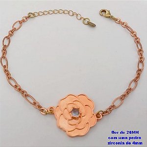PULSEIRA NO BRUTO PRONTO PARA O BANHO(CRIS)COM FECHO LAGOSTA(CX.171)- UMA FLOR DE 18MM COM UMA PEDRA ZIRCONIA - TAMANHO 19CM+EXTENSOR( PESO 3.8GR - BRU25169