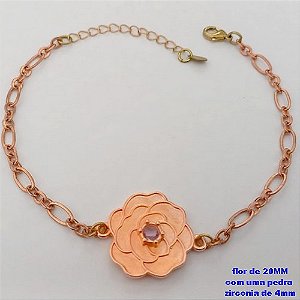PULSEIRA NO BRUTO PRONTO PARA O BANHO(CRIS)COM FECHO LAGOSTA(CX.171)- UMA FLOR DE 18MM COM UMA PEDRA ZIRCONIA - TAMANHO 19CM+EXTENSOR( PESO 3.8GR - BRU25170