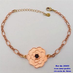 PULSEIRA NO BRUTO PRONTO PARA O BANHO(CRIS)COM FECHO LAGOSTA(CX.171)- UMA FLOR DE 18MM COM UMA PEDRA ZIRCONIA - TAMANHO 19CM+EXTENSOR( PESO 3.8GR - BRU25171