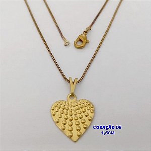 GARGANTILHA NO BRUTO PRONTO PARA O BANHO(V4155)COM FECHO LAGOSTA(CX.171)- CORRENTE VENEZIANA DE 45CM E UM PINGENTE DE CORAÇÃO 1,5CM -( PESO 2.2GR - BRU25172