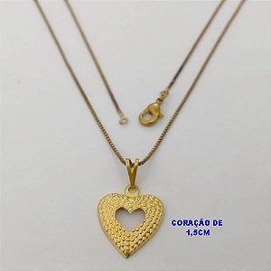 GARGANTILHA NO BRUTO PRONTO PARA O BANHO(V4033)COM FECHO LAGOSTA(CX.171)- CORRENTE VENEZIANA DE 45CM E UM PINGENTE DE CORAÇÃO 1,5CM -( PESO 2.2GR - BRU25173