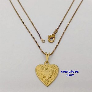 GARGANTILHA NO BRUTO PRONTO PARA O BANHO(V4071)COM FECHO LAGOSTA(CX.171)- CORRENTE VENEZIANA DE 45CM E UM PINGENTE DE CORAÇÃO 1,5CM -( PESO 2.2GR - BRU25174