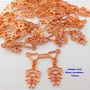 ACESSORIO NO BRUTO PRONTO PARA O BANHO(171)-(MAD) CANGA COM DUAS MENINAS COM ZIRCONIA- TAMANHO 12MM -( PESO 1.1GR - BRU25175