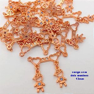 ACESSORIO NO BRUTO PRONTO PARA O BANHO(171)-(MAD) CANGA COM DOIS MENINOS COM ZIRCONIA- TAMANHO 12MM -( PESO 1.1GR - BRU25176