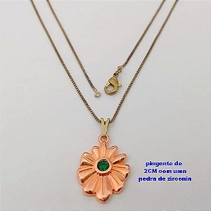 GARGANTILHA NO BRUTO PRONTO PARA O BANHO(171)-(CRIS) COM CORRENTE VENEZIANA DE 45CM E PINGENTE DE2CM COM UMA PEDRA DE ZIRCONIA -( PESO 3.7GR - BRU25187