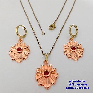 CONJUNTO NO BRUTO PRONTO PARA O BANHO(171)-(CRIS) COM CORRENTE VENEZIANA DE 45CM E PINGENTE DE2CM COM UMA PEDRA DE ZIRCONIA -( PESO 7.9GR - BRU25190