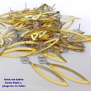 DUPLICADO - BRINCO NO BRUTO PRONTO PARA O BANHO(CX172)BRINCO COM BASE EM BAIXA FUSÃO E PINGENTE DE LATÃO GOTA DE 4.5CM (PESO 2,8GR - BRU25200