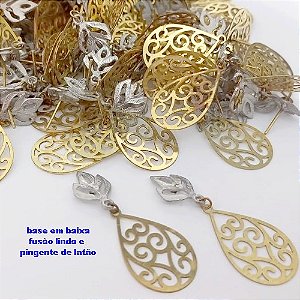 BRINCO NO BRUTO PRONTO PARA O BANHO(CX172)BRINCO COM BASE EM BAIXA FUSÃO E PINGENTE DE LATÃO GOTA DE 20MM (PESO 1.8GR - BRU2525201