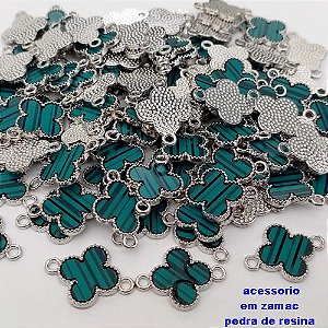 ACESSÓRIO NO BRUTO PRONTO PARA O BANHO - PINGENTE TIPO VAN CLEEF COM DUAS ARGOLINHAS - COMPOSIÇÃO: ZAMAC E RESINA - TAMANHO 14MM - (VENDIDO POR UNIDADE) PESO TOTAL 1GR - BRU25205