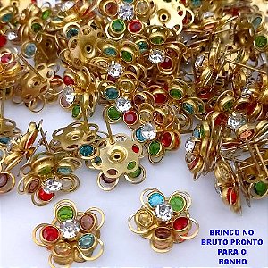 BRINCO NO BRUTO PRONTO PARA O BANHO(CX172)BRINCO COM FLOR SIMPLES DELICADO / COM UMA PEDRA DE ZIRCONIA / PESO 2.3GR / TAMANHO 1.5CM / BRU25217