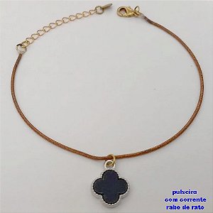 PULSEIRA NO BRUTO PRONTO PARA O BANHO(CX172)PULSEIRA SIMPLES CORRENTE RABO DE RATO E TREVO DE 10MM / TAMANHO 18CM+EXTENSOR / PESO 2.5GR / BRU25220