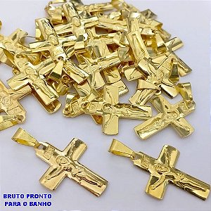 PINGENTE NO BRUTO PRONTO PARA O BANHO(CX172)PINGENTE DE CRUCIFIXO DE JESUS CRISTO( TAMANHO 3X2CM / PESO 2.4GR / BRU25225