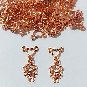 ACESSÓRIO NO BRUTO PRONTO PARA O BANHO - (MAD) . (CX.54) CANGA MENINA COM ZIRCÔNIA ROSA 21MM - PESO TOTAL 0,5GR - BRU0003850