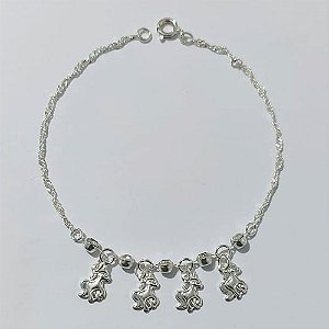 PULSEIRA FOLHEADA A PRATA COM 50 MILÉSIMOS + VERNIZ DIAMOND - PULSEIRA 18CM STRASS E UNICÒRNIOS - PRA901