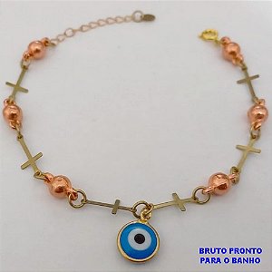 PULSEIRA NO BRUTO PRONTO PARA O BANHO(173)-PULSEIRA SIMPLES E DELICADA TODA TRABALHADA(TAMANHO 18CM+EXTENSOR -( PESO 2.8GR - BRU25247