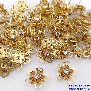 BRINCO NO BRUTO PRONTO PARA O BANHO(173)-BRINCO TODO TRABALHADO EM LATÃO/VIDRO E ZIRCONIA - TAMANHO 20MM / PESO 2.6GR - BRU25254