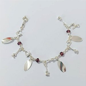 PULSEIRA FOLHEADA A PRATA COM 50 MILÉSIMOS + VERNIZ DIAMOND - PULSEIRA INFANTIL 12CM COM GOLFINHOS E MIÇANGAS - PRA921