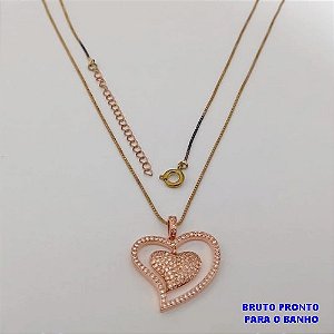 GARGANTILHA NO BRUTO PRONTO PARA O BANHO(173)-GARGANTILHA COM CORRENTE VENEZIANA DE 45+EXTENSOR - TAMANHO PINGENTE 2CM/ PESO 4.5GR - BRU25266