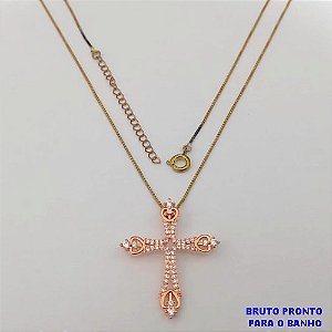 GARGANTILHA NO BRUTO PRONTO PARA O BANHO(173)-GARGANTILHA COM CORRENTE VENEZIANA DE 45+EXTENSOR - TAMANHO PINGENTE 3CM/ PESO 4.6GR - BRU25268