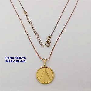 GARGANTILHA NO BRUTO PRONTO PARA O BANHO(174)-GARGANTILHA COM CORRENTE L11 COM FECHO LAGOSTA (TAMANHO 45CM+EXTENSOR)( PINGENTE DE 1.5MM)/ PESO 2.8GR - BRU25283