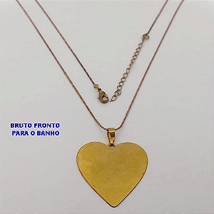 GARGANTILHA NO BRUTO PRONTO PARA O BANHO(174)-GARGANTILHA COM CORRENTE L11 COM FECHO LAGOSTA (TAMANHO 45CM+EXTENSOR)( PINGENTE DE 3cm)/ PESO 2.8GR - BRU252834