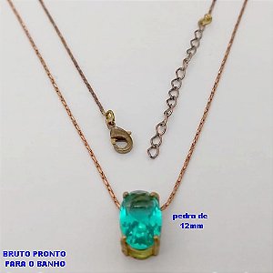 GARGANTILHA NO BRUTO PRONTO PARA O BANHO(174)-GARGANTILHA COM CORRENTE L11 COM FECHO LAGOSTA (TAMANHO 45CM+EXTENSOR)( PINGENTE DE 12mm em zirconia)/ PESO 2,9GR - BRU25286