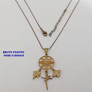 GARGANTILHA NO BRUTO PRONTO PARA O BANHO(174)-GARGANTILHA COM CORRENTE L11 COM FECHO LAGOSTA (TAMANHO 45CM+EXTENSOR)( PINGENTE FILTRO DOS SONHOS ALTA FUSÃO CRAVEJADO / PESO 3.5GR - BRU25290