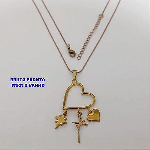 GARGANTILHA NO BRUTO PRONTO PARA O BANHO(174)-GARGANTILHA COM CORRENTE L11 COM FECHO LAGOSTA (TAMANHO 45CM+EXTENSOR)( PINGENTE FILTRO DOS SONHOS ALTA FUSÃO / PESO 3.5GR - BRU25291