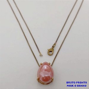 GARGANTILHA NO BRUTO PRONTO PARA O BANHO(174)-GARGANTILHA COM CORRENTE VENEZIANA FECHO LAGOSTA (TAMANHO 45CM )( PINGENTE COM BASE EM ALTA FUSÃO 10X14MM E PEDRA DE PORCELANA / PESO 4.4GR - BRU25297