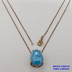 GARGANTILHA NO BRUTO PRONTO PARA O BANHO(174)-GARGANTILHA COM CORRENTE VENEZIANA FECHO LAGOSTA (TAMANHO 45CM )( PINGENTE COM BASE EM ALTA FUSÃO 10X14MM E PEDRA DE PORCELANA / PESO 4.4GR - BRU25299