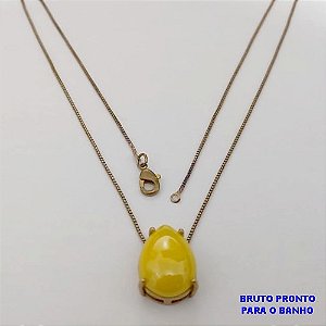 GARGANTILHA NO BRUTO PRONTO PARA O BANHO(174)-GARGANTILHA COM CORRENTE VENEZIANA FECHO LAGOSTA (TAMANHO 45CM )( PINGENTE COM BASE EM ALTA FUSÃO 10X14MM E PEDRA DE PORCELANA / PESO 4.4GR - BRU25300