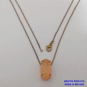 GARGANTILHA NO BRUTO PRONTO PARA O BANHO(174)-GARGANTILHA COM CORRENTE VENEZIANA FECHO LAGOSTA (TAMANHO 45CM )( PINGENTE OVAL DE ZIRCONIA FUSION(CRAQUELADA) / PESO 4,2GR - BRU25303