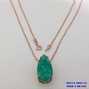 GARGANTILHA NO BRUTO PRONTO PARA O BANHO(174)-GARGANTILHA COM CORRENTE IMPORTADA TIPO GORDÃO (TAMANHO 60CM )( PINGENTE ZIRCONIA FUSION)CRAQUELADA) TAMANHO 30X20MM) / PESO 9.8GR - BRU25304