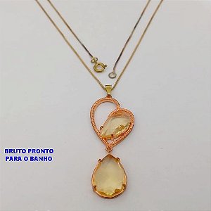 GARGANTILHA NO BRUTO PRONTO PARA O BANHO(CX175) GARGANTILHA COM CORRENTE VENEZIANA DE 45CM E PINGENTE COM BASE EM ALTA FUSÃO DE 5X2,5CM / PESO TOTAL 4.9GR / BRU25332