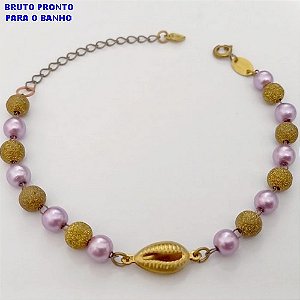 PULSEIRA NO BRUTO PRONTO PARA O BANHO(CX175) PULSEIRA NO BRUTO SIMPLES E DELICA PINGENTE PEROLAS BOLAS DE 6MM DIAMANTADA DE 6MM / / PESO TOTAL 4.9GR / BRU25336