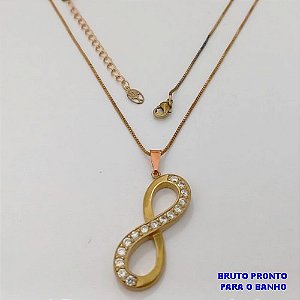 GARGANTILHA NO BRUTO PRONTO PARA O BANHO(CX175) GARGANTILHA COM CORRENTE VENEZIANA DE 45CM/ PINGENTE INFINITO DE 3CM CRAVEJADO / PEÇA EM ALTA FUSÃO / PESO TOTAL 6.3GR / BRU25342