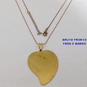GARGANTILHA NO BRUTO PRONTO PARA O BANHO(CX175) GARGANTILHA COM CORRENTE L-11 DE 45CM+EXTENSOR / PINGENTE DE CORAÇÃO EM FOTOCORROSÃO 3CM/ PESO TOTAL 4.4GR / BRU25346