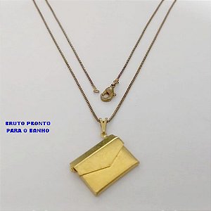 GARGANTILHA NO BRUTO PRONTO PARA O BANHO(CX175) GARGANTILHA COM CORRENTE VENEZIANA DE 45CM / PINGENTE RELICARIO 2X1,5CM / PESO TOTAL 4.4GR / BRU25349