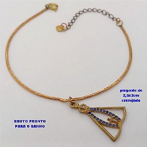 PULSEIRA NO BRUTO PRONTO PARA O BANHO(CX176) PULSEIRA COM CORRENTE cordão rabo de rato E PINGENTE NOSSA SENHORA APARECIDA DE 2XX2,5CM / TAMANHO 18CM+EXTENSOR / PESO TOTAL 3.9GR / BRU25364