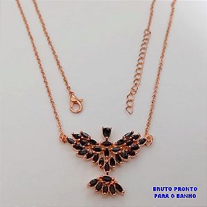 GARGANTILHA NO BRUTO PRONTO PARA O BANHO(CX176) COM CORRENTE VENEZIANA COM AGUIA TODO EM ZIRCONIA 3CM / PESO 4,7GR / BRU25376