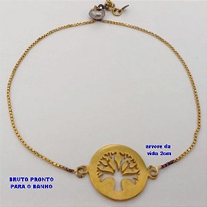 PULSEIRA NO BRUTO PRONTO PARA O BANHO(CX176) PULSEIRA AJUSTAVEL COM COM PINGENTE ARVORE DA VIDA DE 2CM EM ALTA FUSÃO 18CM / PESO 3,5GR / BRU25386