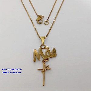 GARGANTILHA NO BRUTO PRONTO PARA O BANHO(CX176) GARGANTILHA COM CORRENTE VENEZIANA DE 45CM/PINGENTE EM ALTA FUSÃO MÃE DE 1,8CM / PESO 3.1GR / BRU25390