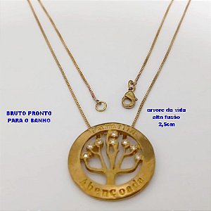DUPLICADO - GARGANTILHA NO BRUTO PRONTO PARA O BANHO(CX176) GARGANTILHA COM CORRENTE VENEZIANA DE 45CM/PINGENTE EM ALTA FUSÃO ARVORE DA VIDA CRAVEJADA DE 2.5CM / PESO 6.3GR / BRU25391
