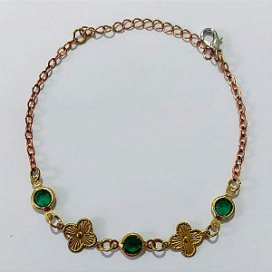 PULSEIRA NO BRUTO PRONTO PARA O BANHO - (CX.57) PULSEIRA VAN CLEFF COM PEDRA CRISTAL VERDE 17CM / PESO 2,1GR / BRU25500
