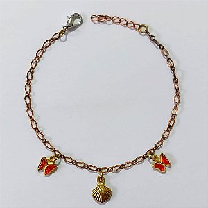 PULSEIRA NO BRUTO PRONTO PARA O BANHO - PULSEIRAS CORAÇÔES E CONCHA 17CM / PESO 1,6GR / BRU25502