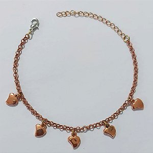 PULSEIRA NO BRUTO PRONTO PARA O BANHO - PULSEIRA COM CORAÇÕES 17CM / PESO 2,7GR / BRU25506